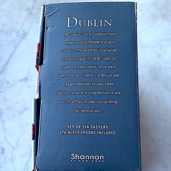 GODINGER TASTERS DUBLIN RED CRYSTAL SET (6) WITH STAINLESS STEEL SPOONS - Picture 8 of 8